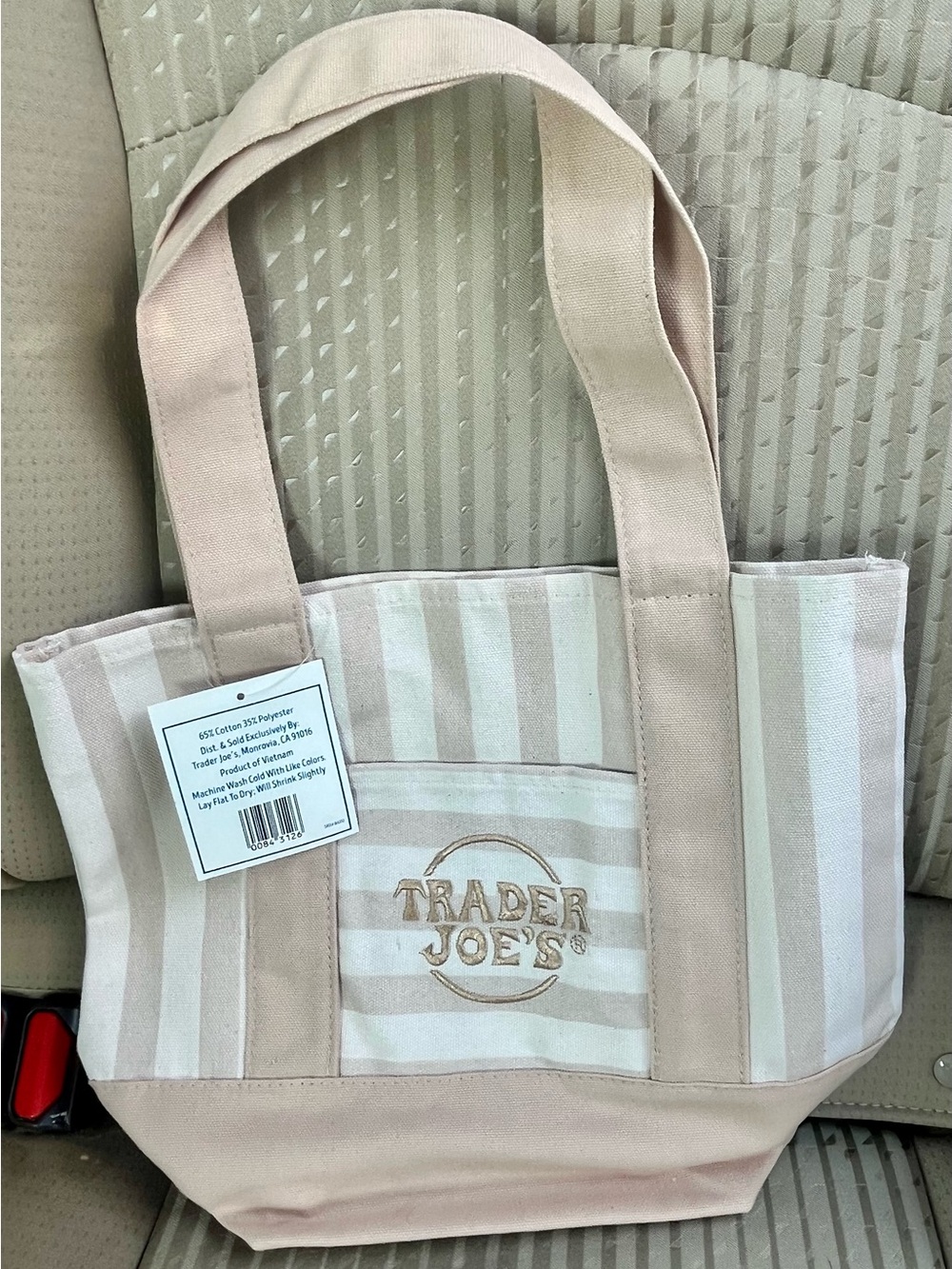 🔥 Trader Joe's mini pastel striped canvas tote bags- full set (4)- BNWT rare! - Picture 4 of 5